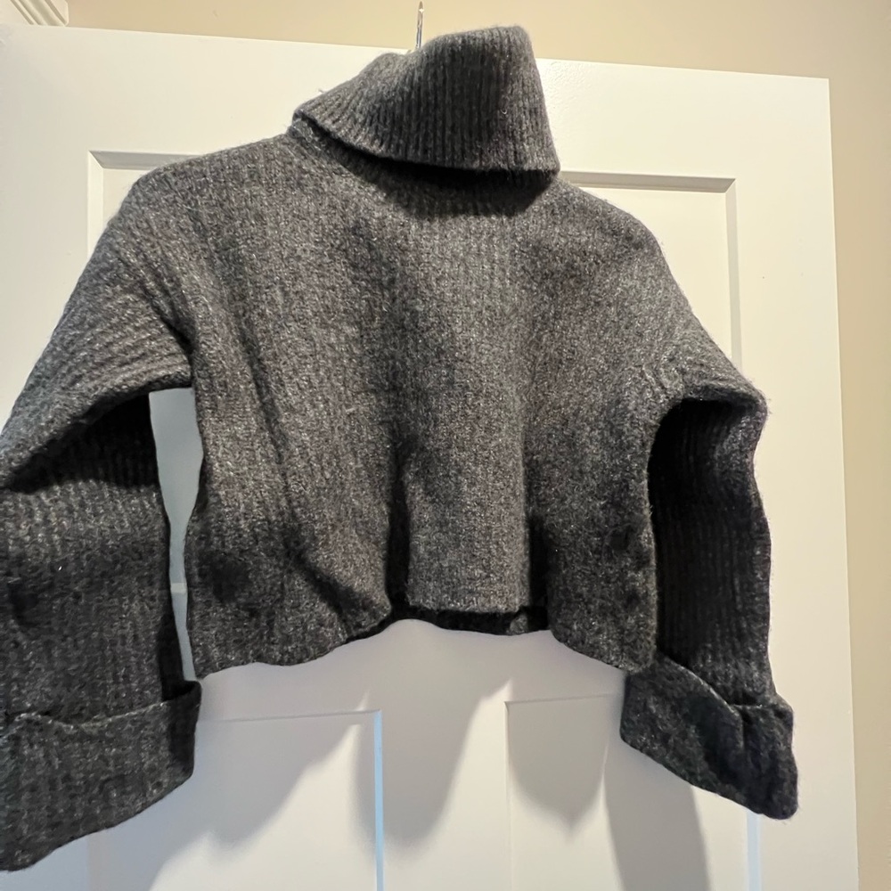 Massimo Dutti Gray Cowl Turtleneck Sweater